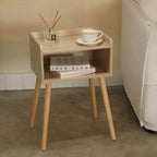 MaxSmeo Nightstand, Mid Century Modern Side Table Bedroom with Storage, Small End Bedside Table with Solid Wood Legs for Living Room, Office Small Spaces (Natural)