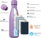 Insulated Water Bottles,17 oz Double Wall Stainless Steel Vacumm Metal Flask for Sports Travel,Lavender