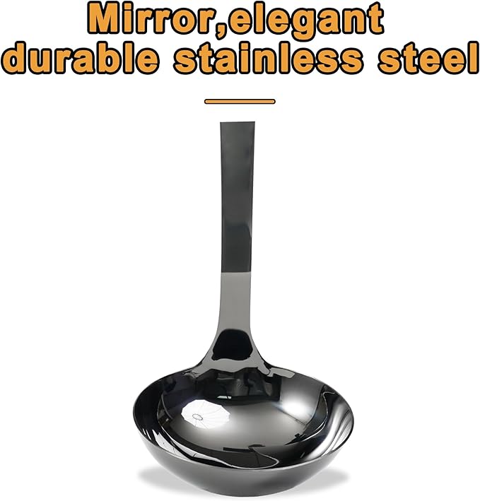 FJNATINH Stainless Steel Wok Spatula,Slotted Spatulas,Ladle,Skimmer Ladle Tool Set,Mirror Polished Cooking Utensils Kitchen Cookware, Pack of 4,Black