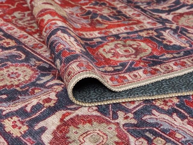 Keen Home Design 2x10 Rug - Machine Washable Runner Rug with Non-Slip Backing, Ideal for Hallway, Entryway, Kitchen, Laundry Room - Vintage, Easy Clean, Durable, Low Pile - (2'6" x 10')