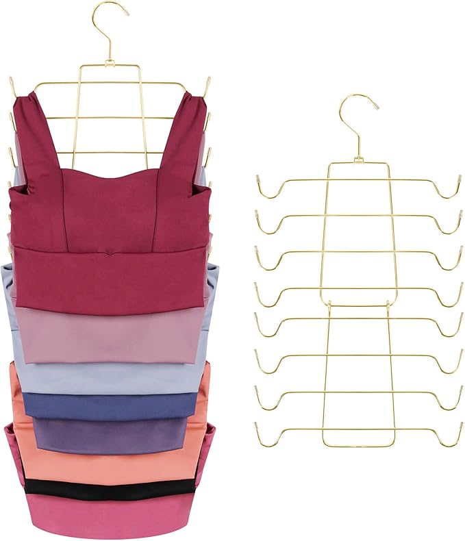 ZEDODIER 4 Pack Space Saving Bra Hangers, Non-Slip Tank Top Hanger, Closet Organizers and Storage for Camisoles Tank Tops Bras Ties Swimsuits Strappy Dress, Gold