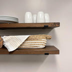 Rustic Shelves with J-Brackets Set of 2, Industrial Shelf, Kitchen Shelves, Solid Wood, Decorative Wall Storage, Heavy Duty, URBANDI (Provincial, 24Wx12D)