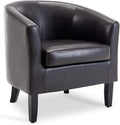 BELLEZE Accent Barrel Chair, Linen Round Chair Club Tub Sofa Corner Chair with Flared Legs and Cozy Soft Padding for Living Room Bedroom Waiting Room - Brown
