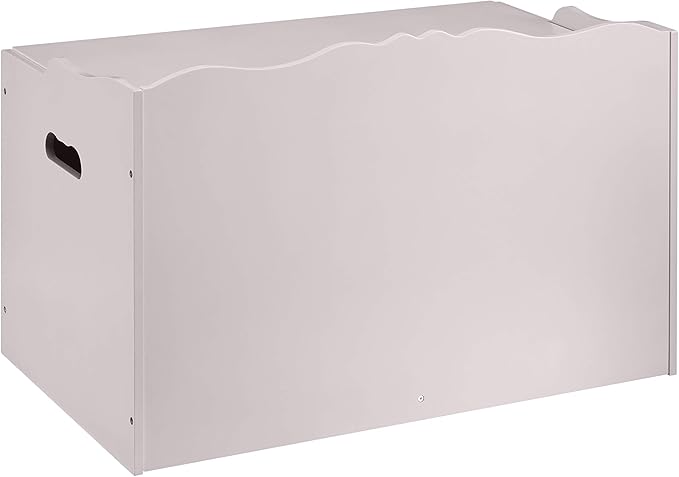 Amazon Basics Kids Toy Box, Wooden Organizer Storage Chest, Gray, 30" x 18" x 19"