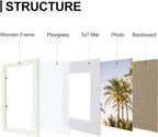 Vittanly 8x10 Picture Frames Set of 9, Shatter Resistant Plexiglass, Display 5x7 Pictures with Mat or 8x10 without Mat, Photo Frames for Wall or Tabletop, Engineered Wood, Whitemist
