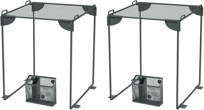 Neudeco Locker Accessories and Decor Kit, Including Mesh Shelf, Organizer, Magnetic Basket and Pen Holder, Suitable for School, Work, Kitchen, Bathroom, (Pack of 4, Grey)