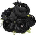 Duovlo Artificial Peony Silk Flowers Fake Flowers Vintage Wedding Home Decoration,Pack of 1 (Black)
