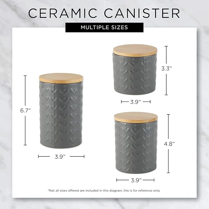 DII Kitchen Accessories Collection, Textured Matte Ceramic Canister Set, Honey Gold, Vine, 3 Piece
