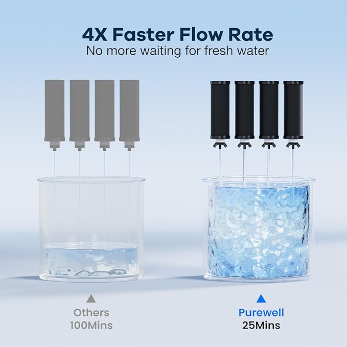 Purewell 8-Stage PF-3&FL-2 Purification Elements Set, Replacement Filters for ProOne® and Berkey® Filters, ProOne® Big+ or Berkey® Big+ Water Filter System and Purewell System (8 Pack, K Series)