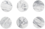 Fox Run 48749 Natural White Polished Marble Stone Coasters, Set of 6