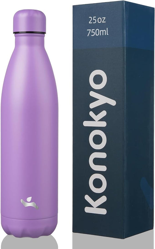 Insulated Water Bottles,25 oz Double Wall Stainless Steel Vacumm Metal Flask for Sports Travel,Lavender