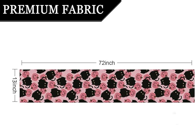 Halloween Table Runner Pink Halloween Decor Black Cat Pumpkins Seasonal Kitchen Dining Table Home Party Decorations 13x72 Inch