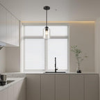 Black Pendant Lights Kitchen Island - Seeded Glass Pendant Light Fixture Multiple Stems Rods (3 Pack with Rod seeded Glass)