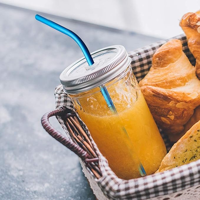 Travel Utensils Set with Case Reusable Portable Cutlery Set Stainless Steel 8pcs Including Dinner Knife Fork Spoon Chopsticks straws(Gradient Blue)