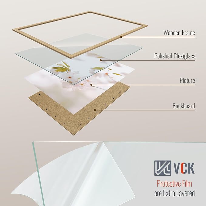 VCK 22x28 Oak Poster Frame 3 Pack, Natural Solid Wood Picture Frames, Wall Mounting Hanging