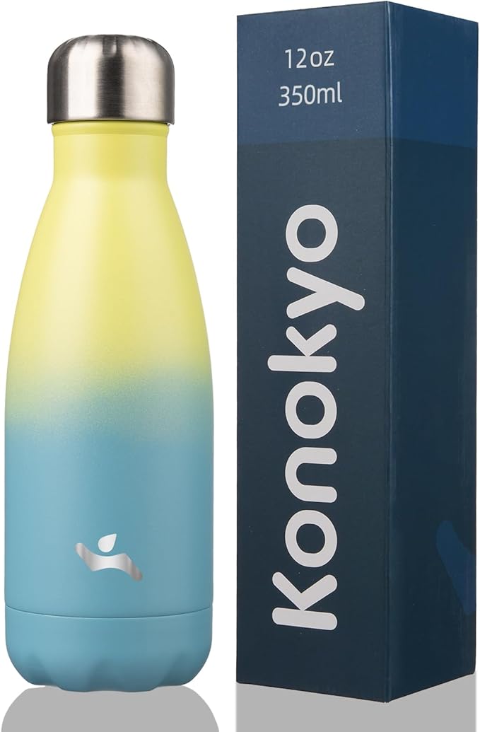 Insulated Water Bottles,12 oz Double Wall Stainless Steel Vacumm Metal Flask for Sports Travel,Sandy Beach