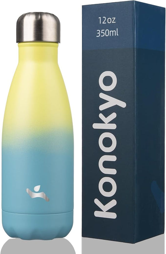 Insulated Water Bottles,12 oz Double Wall Stainless Steel Vacumm Metal Flask for Sports Travel,Sandy Beach