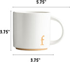 COLLECTIVE HOME - Monogram Ceramic Mugs, 15 oz Golden Initial Coffee Cups, Elegant Alphabet Tea Mugs, Elegant Personalized Mug with Gift Box, Luxurious Cups for Office and Home (f)