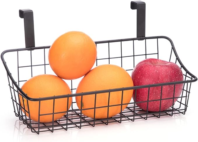 LeleCAT Basket with hook Grid Storage Basket,Hang it behind a door or on a railing,Over the Cabinet Door,Champagne Gray,2 Pack
