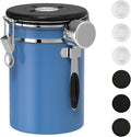 ShanSon Coffee Canister Airtight Coffee Container Stainless Steel Coffee Bean Storage Container with CO2 Release Valve and Scoop Coffee Canister for Beans,Grounds,Sugar,Flour,Tea,Cereal,22OZ,Blue