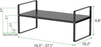 Expandable Cabinet Storage Shelf Stackable Organizer Rack for Kitchen Bathroom Pantry Spice Cupboard Countertop Home Office Desk Heavy Duty Nonslip Black Large 2 Pack