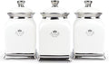 fanquare 30 OZ Cookie Jar, White Kitchen Canisters Set of 3, Farmhouse Porcelain Decorative Jars for Countertop, Ceramic Storage Jar for Coffee, Sugar, Tea Bag