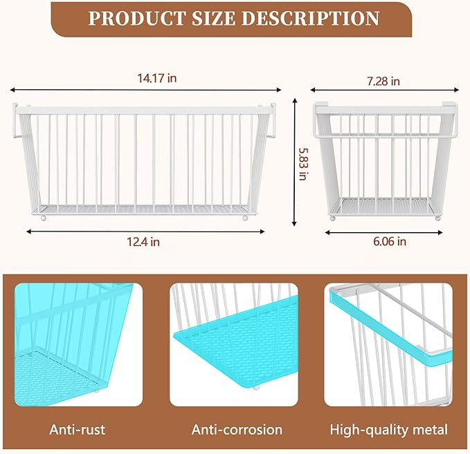 Freezer Organizer Bins ，Upgraded Bottom Leak-Proof net，4 Pack，Encryption and Hardening ，Deep Freezer Organizer Bins for 5 to 7 Cu.FT Small Chest Freezer， Easy Get Bottom Foods（white）