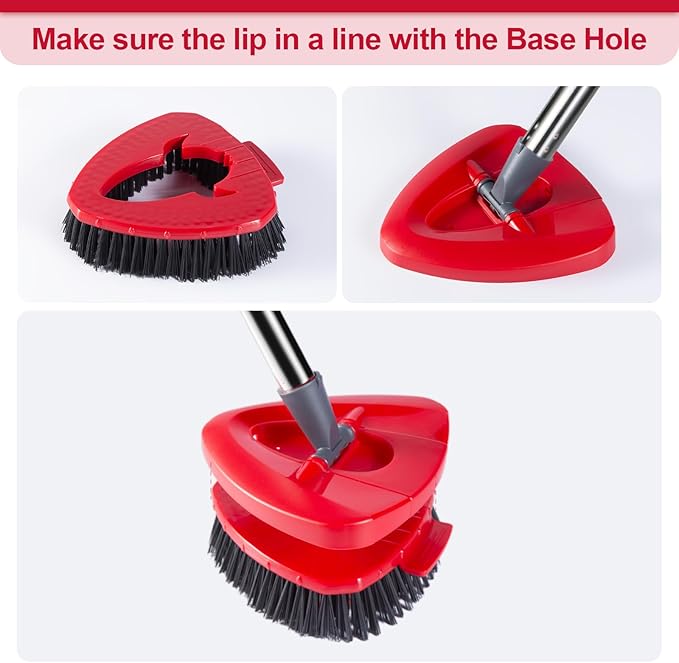 Scrub Brush with Refill Base, Spin Mop Head Scrubber Replacement Compatible with O Cedar EasyWring 1-Tank System, Hard Bristles Floor Scrubber, Tub & Tile Cleaning Brush for Bathroom, Kitchen, Patio