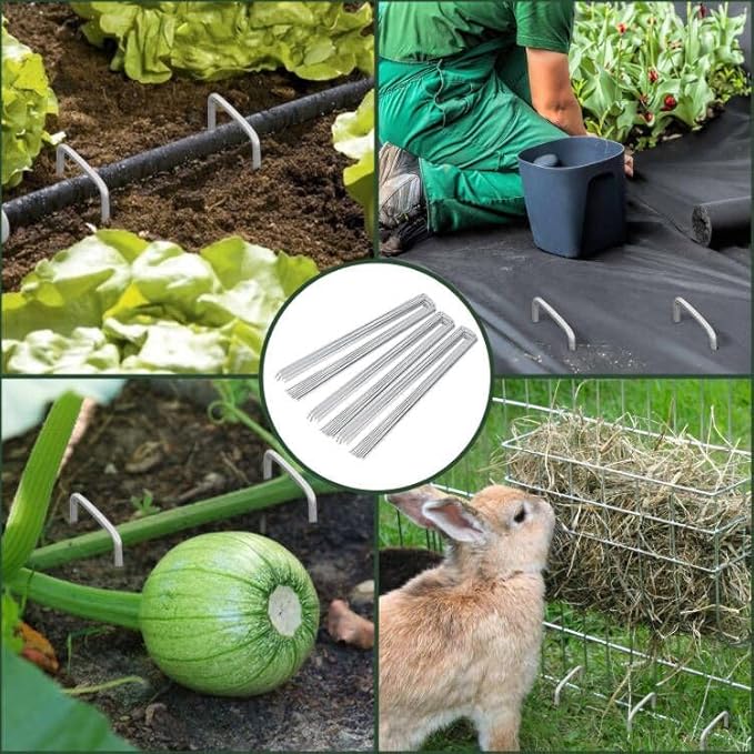 FEED GARDEN 6 Inch 25 Pack Galvanized Landscape Staples 11 Gauge Turf Garden Stakes Tent Stakes Landscaping Fabric SOD Pins Yard Stakes for Weed Barrier Fabric