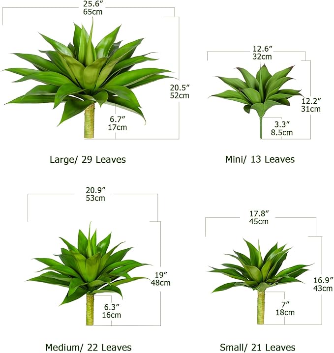 Artificial Agave Plants,Large UV Resistant Fake Agave Planters for Indoor and Outdoor Decorating Artificial Plants for Outdoors Fake Plants(1Pack, 28")