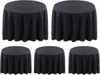 Surmente 120 inch Round Tablecloths -5 Pack Black Round Table Cloths, Polyester Fabric Table Covers for Wedding, Party, Banquet, or Restaurant