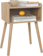 MaxSmeo Nightstand, Mid Century Modern Side Table Bedroom with Storage, Small End Bedside Table with Solid Wood Legs for Living Room, Office Small Spaces (Rustic Walnut)