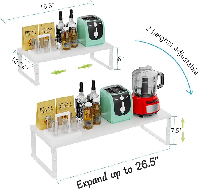 Expandable,Stackable Spice Rack,Seasoning Organizer and Storage,Spices Jar Racks for Cabinet,Countertop, Metal Pantry, Cupboard,Laundry Storages,Heavy Duty(1 PACK/LARGE/WHITE)
