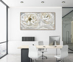 arteWOODS Cream White Flowers Framed Wall Art - Soft Peony Pictures for Wall Decor Elegant Blossom Flower Painting Artwork Botanical Prints for Living Room Home Office Wall Decoration 24" x 48"