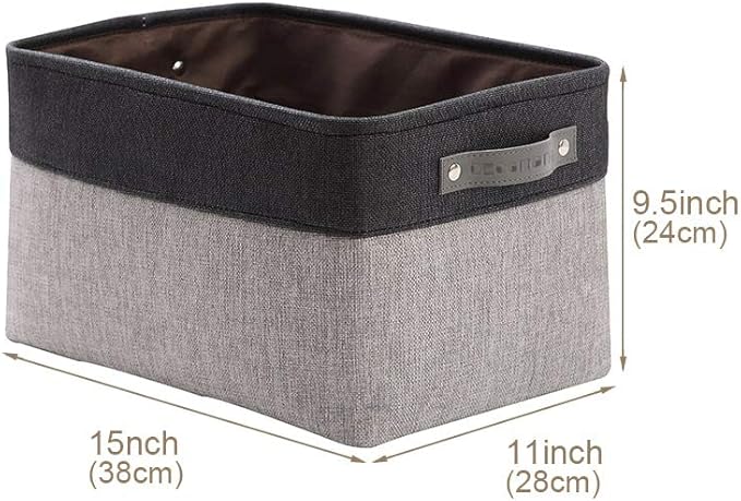 DECOMOMO Storage Baskets for Shelves - Fabric Closet Organizers and Storage Bins, Perfect Baskets for Organizing Closet Toys Nursery (Grey and Black, Large - 4 Pack)