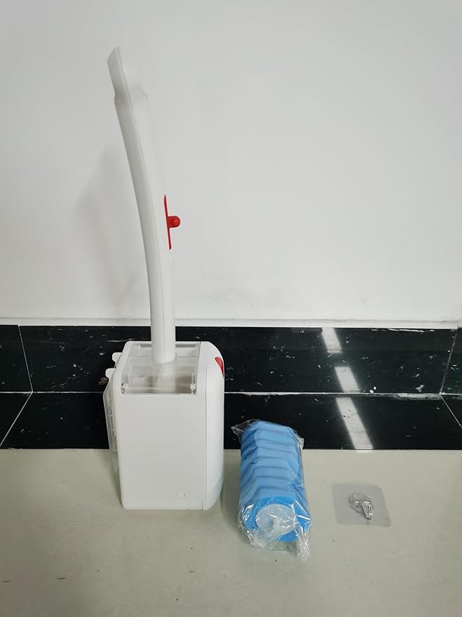 JEHONN Disposable Toilet Bowl Cleaner Wand with Upgraded Clamping System, Wall Mounted Bathroom Scrubber Brush for Bathtub Sink Wash Basin, 16 Refills