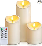Homemory Flameless Candles with Timer and Remote Control, Battery Operated LED Candles, Realistic Fake Plastic Candles for Wedding, Festival, Home Decor, Waterproof Outdoor, D3”H4”6”8”