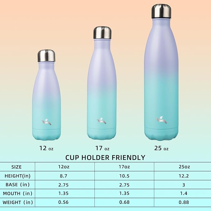 Insulated Water Bottles,12 oz Double Wall Stainless Steel Vacumm Metal Flask for Sports Travel,Lavender Green