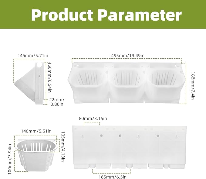 Self-Watering Vertical Wall Planter, 36 Pots Wall Mounted Garden for Indoor/Outdoor, Stackable Planter, Includes Panels, for Herbs, Flowers & Vegetables (White)