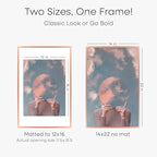 Homeforia 14x22 Picture Frame Rose Gold, High End Metal 14x22 Poster Frames with Mat 12x16 inch Photo, 14 x 22 Rose Gold Frame Matted to 12 by 16 Print, 22x14 Frame, Tempered Glass, Wall Kit, Set of 1