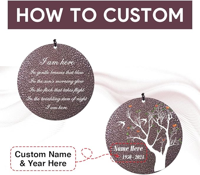 Personalized Wind Chimes, Sympathy Wind Chime Life Tree, Memorial Gifts Wind Chimes, in Loving Memory for Loss of Loved Dad/Mom, Commemorative Bereavement Condolences Gifts for Funeral