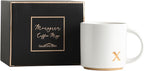 COLLECTIVE HOME - Monogram Ceramic Mugs, 15 oz Golden Initial Coffee Cups, Elegant Alphabet Tea Mugs, Elegant Personalized Mug with Gift Box, Luxurious Cups for Office and Home (x)