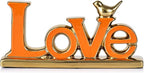 Love Sign Decoration,Orange and Gold Love Signs for Home Decor,Gold Bird Sculpture Personalized Love Decor,Gold Style Figurine Decorative Ornaments for Living Room,Bedroom,Cabinets (Love, Orange)