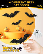 eZAKKA Halloween Table Cloth with 16 Pcs Bats Wall Decor, Spider Web Table Cloth Black Tablecloth Lace Fabric Table Cloths for Rectangle for Parties Gothic Spooky Home Decorations, 53x68 Inch
