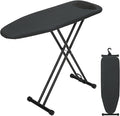 Ironing Board 43x13 with Iron Rest, RAINHOL Compact Iron Board Full Size with Thick Cover and Pad, Easy Storage Hanger with Heat-Resistant Silicone Pad, Space Saving and Height Adjustable, Black