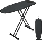 Ironing Board 43x13 with Iron Rest, RAINHOL Compact Iron Board Full Size with Thick Cover and Pad, Easy Storage Hanger with Heat-Resistant Silicone Pad, Space Saving and Height Adjustable, Black
