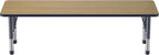FDP Rectangle (24 x 60 inch) Classroom Table with Adjustable Chunky Toddler Legs (15-24 in); Preschool, Kinder and Daycare Furniture - Pasadena Oak Top/Navy Edge and Legs