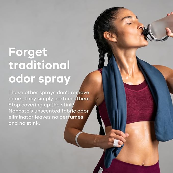 Nonaste Odor Eliminating Spray - 32 Fl Oz (Pack of 2) - Shoe & Yoga Mat Spray, Boxing Glove Deodorizer, Gym Bag Deodorizer, Fabric Odor Eliminator - No Washing Needed