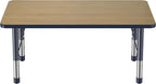 FDP Rectangle (30 x 48 inch) Classroom Table with Adjustable Chunky Toddler Legs (15-24 in); Preschool, Kinder and Daycare Furniture - Pasadena Oak Top/Navy Edge and Legs
