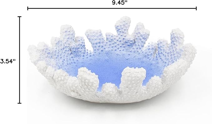 Santorini Blue Coral reef Textured Decorative Bowl,9.45" Medium Resin Decorative Centerpiece Bowl for Coastal Beach theme house table centerpiece decorations & Nautical decorations for coffee table
